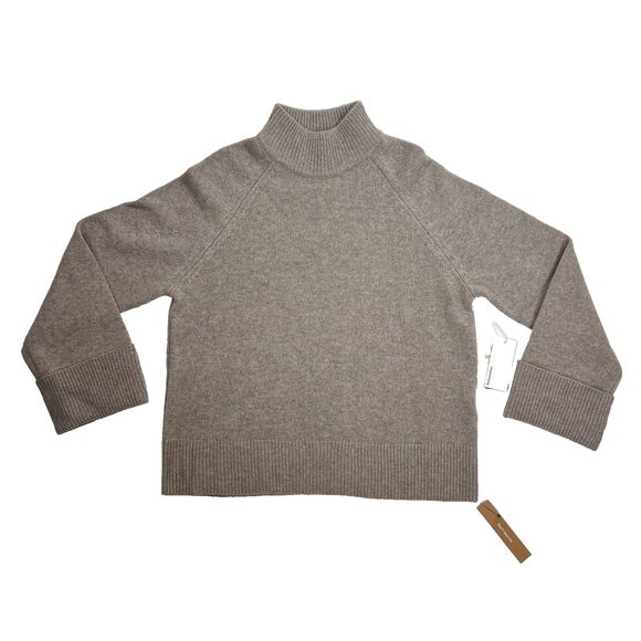 Reformation Garrett Cashmere Cropped Turtleneck Sweater Size L Oatmeal Knit NWT - Picture 8 of 16